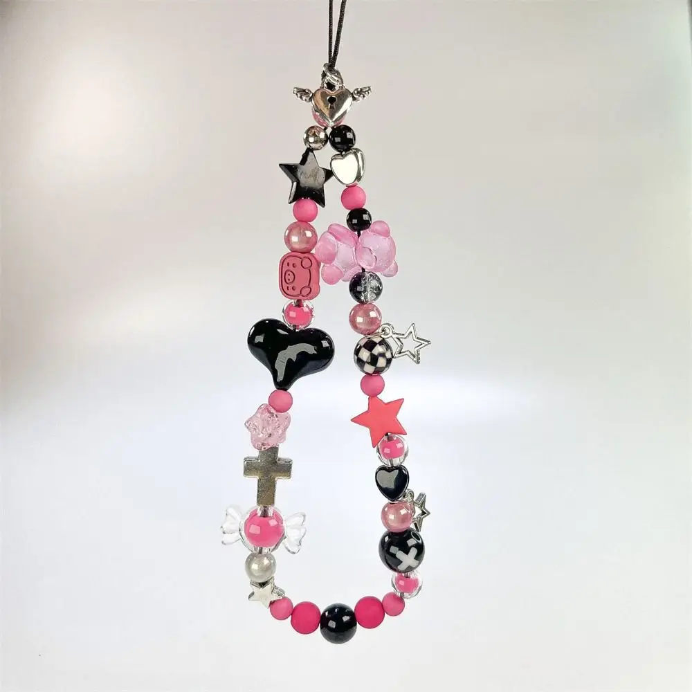 

Серебряный ремешок для телефона Y2K с прозрачными звездами, подвеска-шнурок, ремешок на запястье, цепочка для телефона с бусинами, декор для телефона