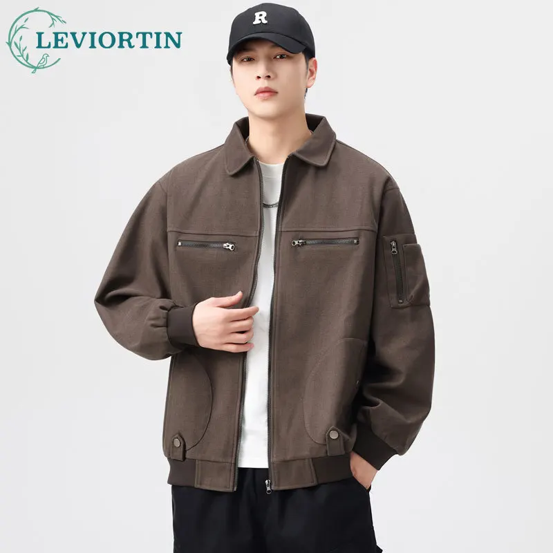 

Весенне-осенняя японская рабочая одежда в стиле ретро, дизайн с маркировкой значка, модный модный бренд, простая и свободная куртка с лацканами