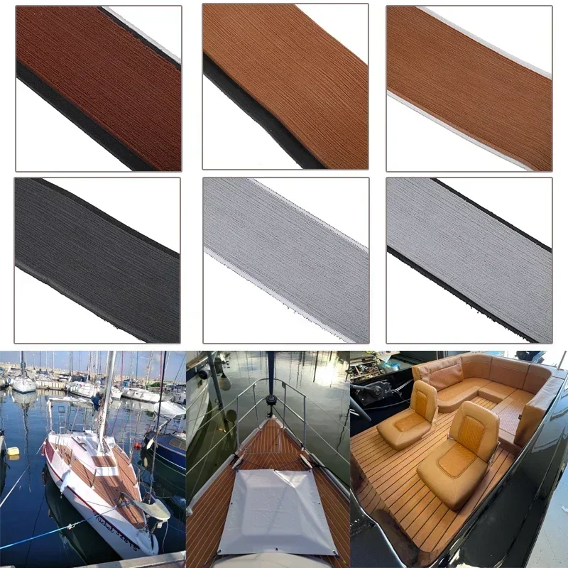 58x2400x5mm Single Strip Sheet Imitated Faux Teak Yacht Boat Deck Mat Flooring Non-Skid Mat Pad EVA Foam