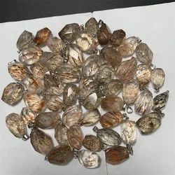 Natural Super 7 Seven Copper Rutilated Quartz Pendants Necklaces Women Black Golden Hair Crystals Beads Facet 925 Silver Jewelry