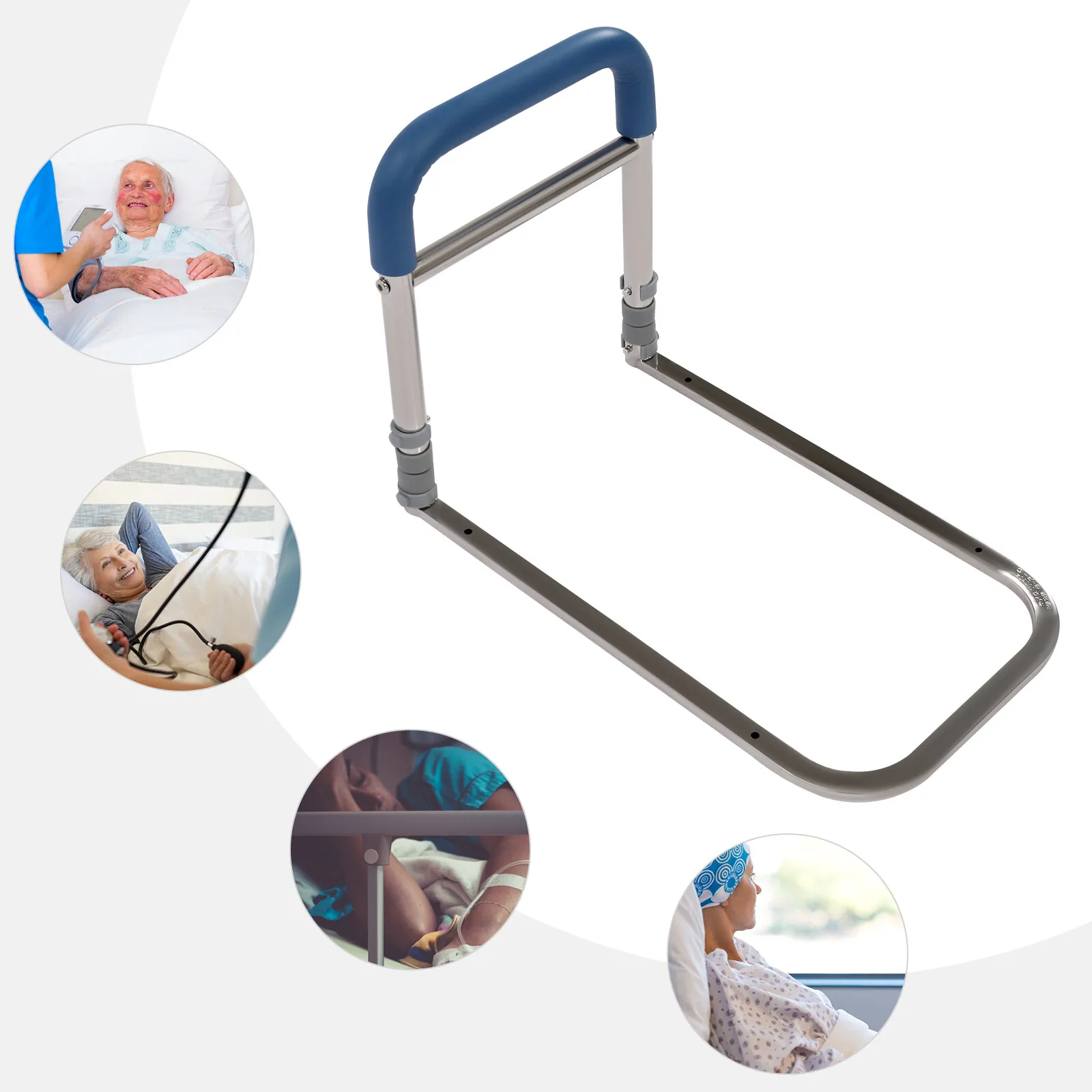 قضيب إمساك السكك الحديدية المساعدة بجانب السرير - درابزين أمان بارتفاع قابل للتعديل لكبار السن والمعاقين واستعادة المريض والعناية المنزلية