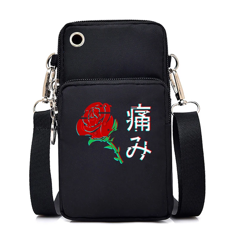 Crossbody Tassen Voor Vrouwen Bloemenprint Harajuku Fashion Street Style Mobiele Telefoon Tassen Bloemen Geschenken Trendy Vrouw Portemonnee Handtassen