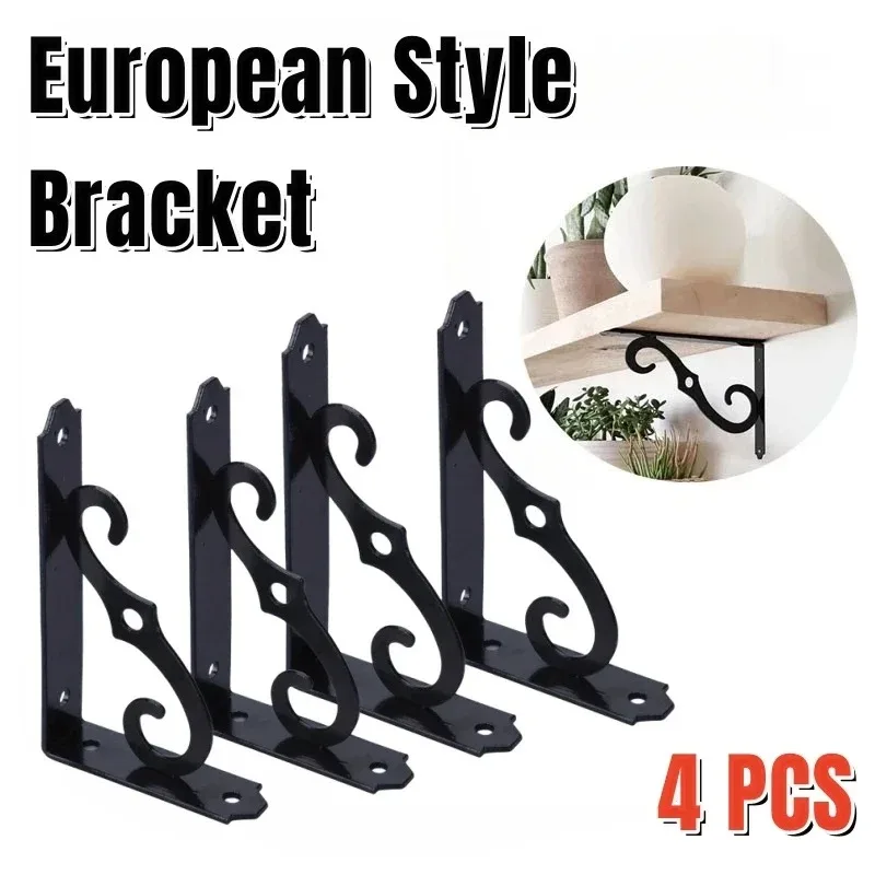 4PCS European iron triangle bracket suitable for kitchen storage wall hanging living room bookshelf decorative storage rack