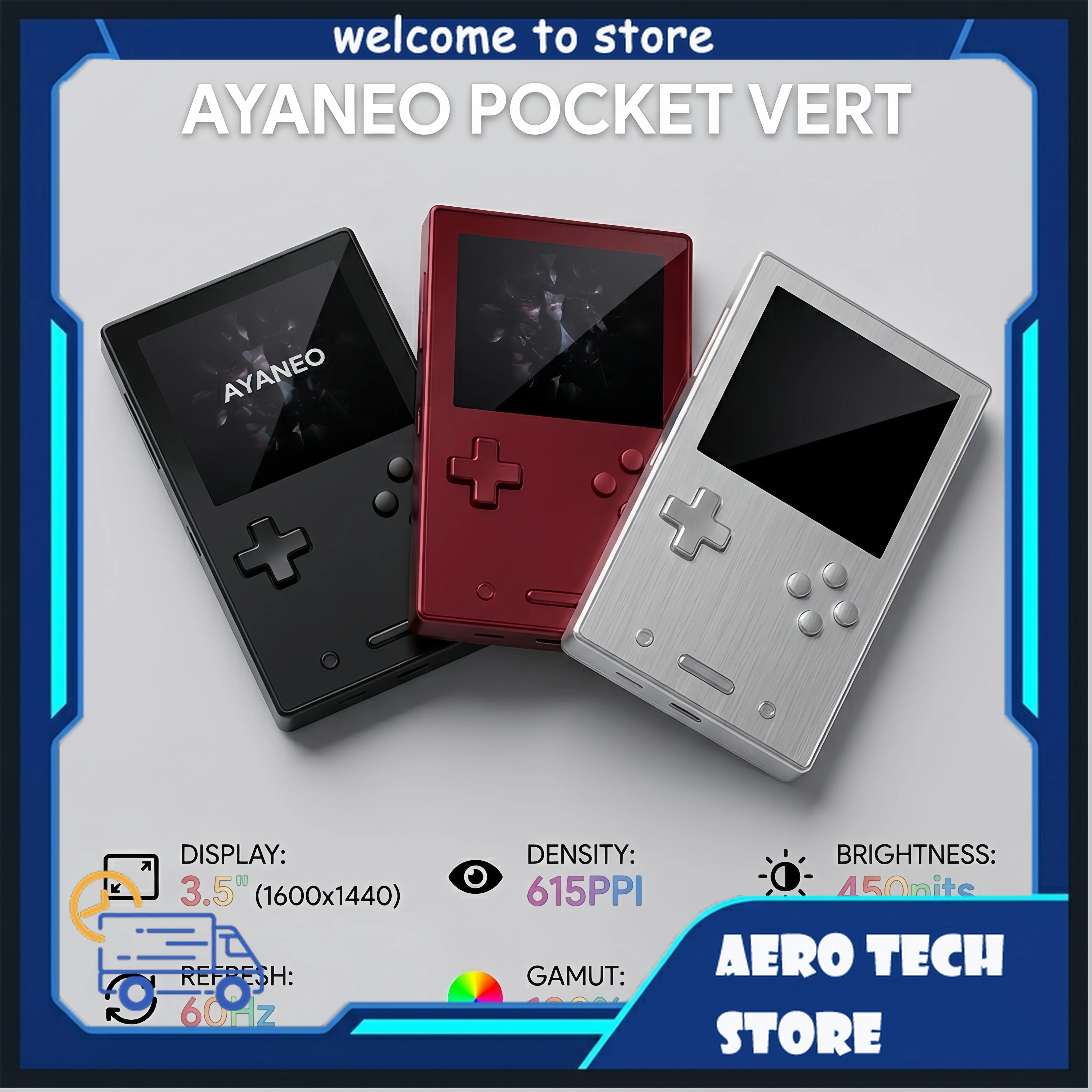 AYANEO Pocket VERT Snapdragon 8+ Gen 1 Android Handheld Game Console 3.5" 615 PPI Screen CNC Metal Retro Portable Gaming Player
