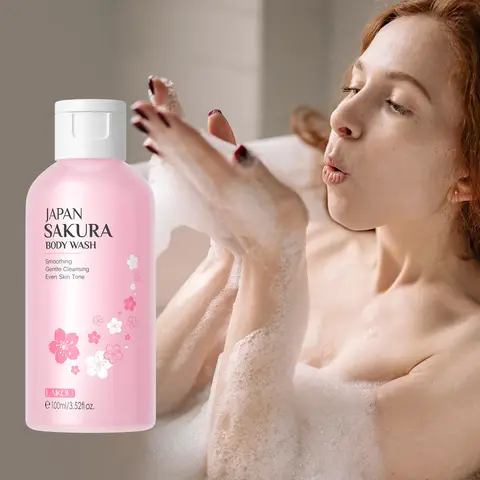 LAIKOU 100ml 사쿠라 바디 워시 샤워 젤 로션 벚꽃 부드럽고 부드러운 클렌징 향기로운 모이스춰 라이징 스킨 케어