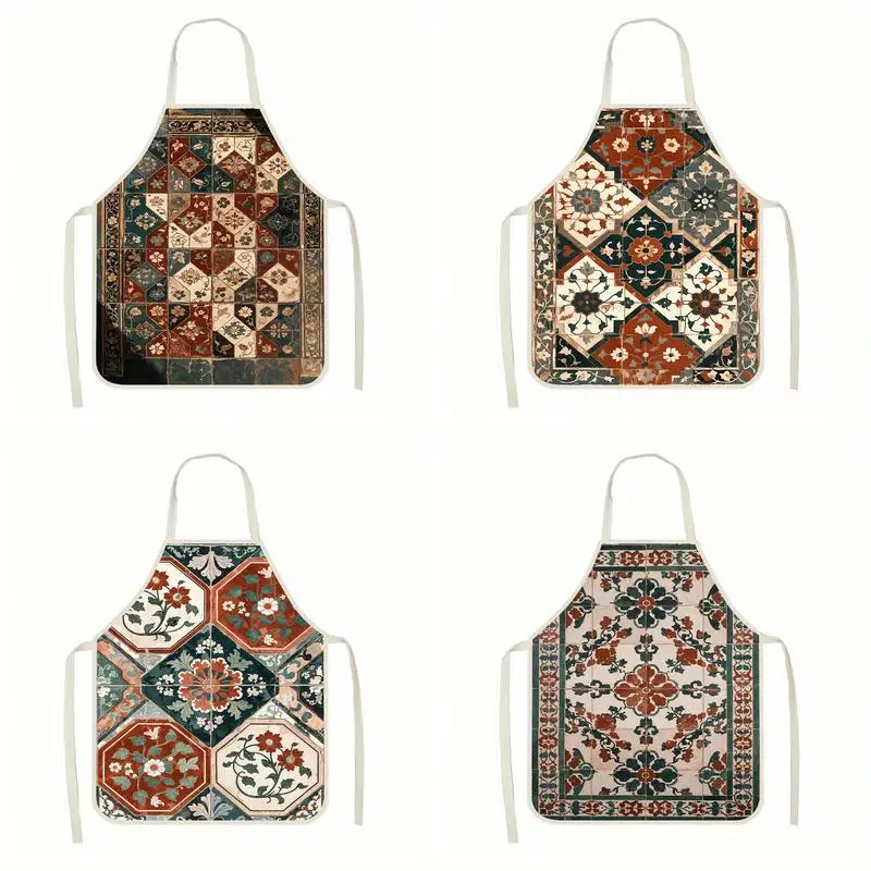 

Vintage Pattern Aprons Linen apron, suitable for kitchen cooking, parent-child interaction, painting and other scenarios