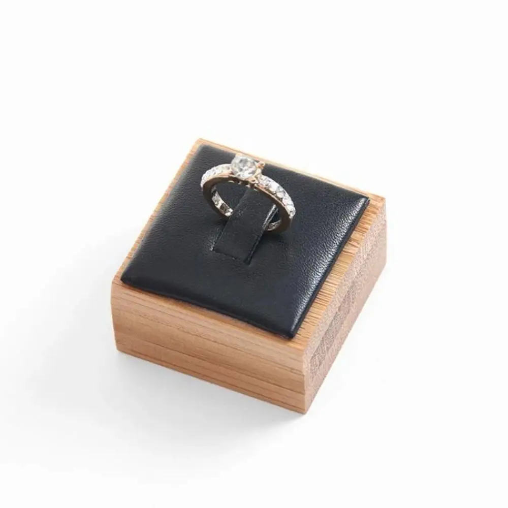 Simple Bamboo Ring Display Stand Slotted Elegant Ring Holder Organizer Practical Square Jewelry Display Stand Jewelry Store