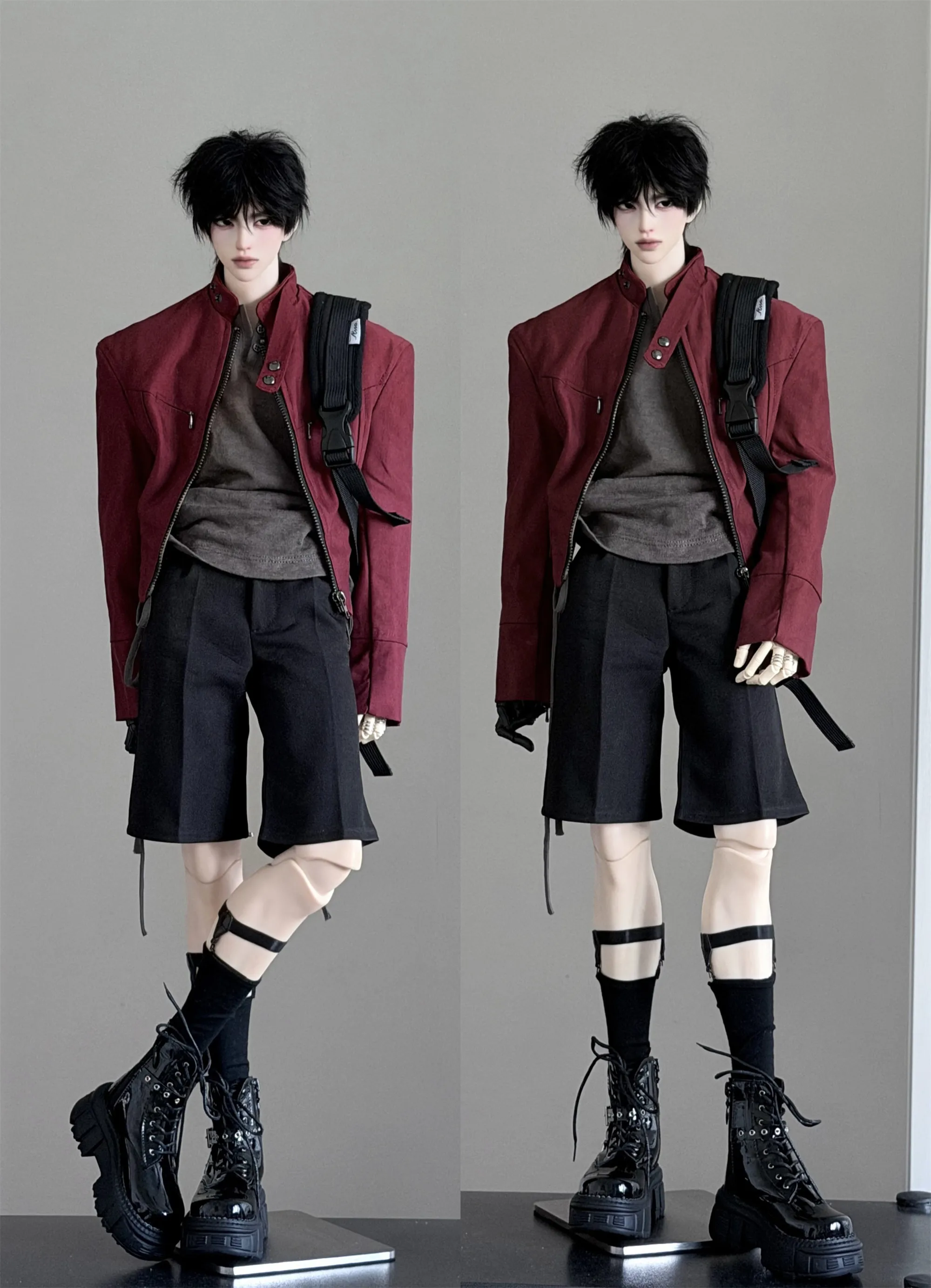 1/4 ID75 Knee-high Chunky-heeled Boots In Stock BJD Doll Shoes Boys Girls Black Brown Glossy Leather High Boots Doll Accessories