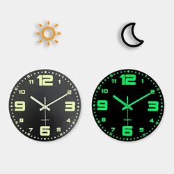 1pc 12 inch wooden glow-in-the-dark wall clock, Nordic simple home mute clock, wall clock night light that can glow in the dark