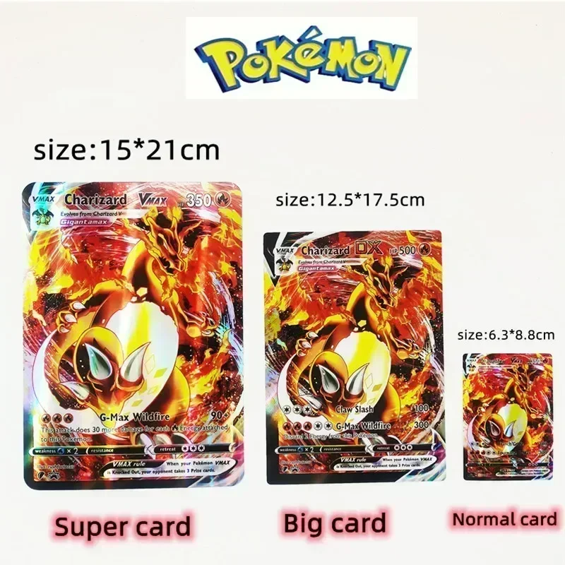 30pcs Oversized Pokemon Cards  Jumbo Letters Card Vmax Vstar GX Arceus Pikachu Charizard Super Shiny Rare Card Birthday Gift