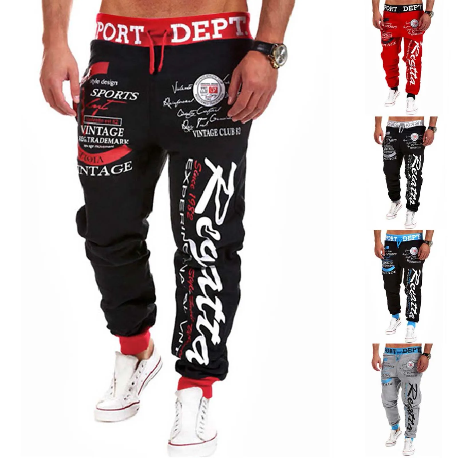 Men'S Hip Hop Casual Jogging Pants Letter Print Sport Gym Fitness Slim Fit Baggy Trousers Sportwear Sweatpants Jogger Tracksuit