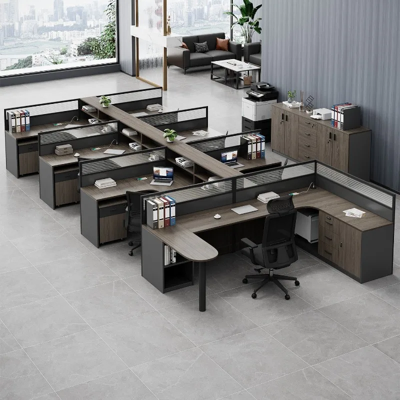 Office desk simple modern 4/6 seat screen card seat partition staff office desk and chair combination