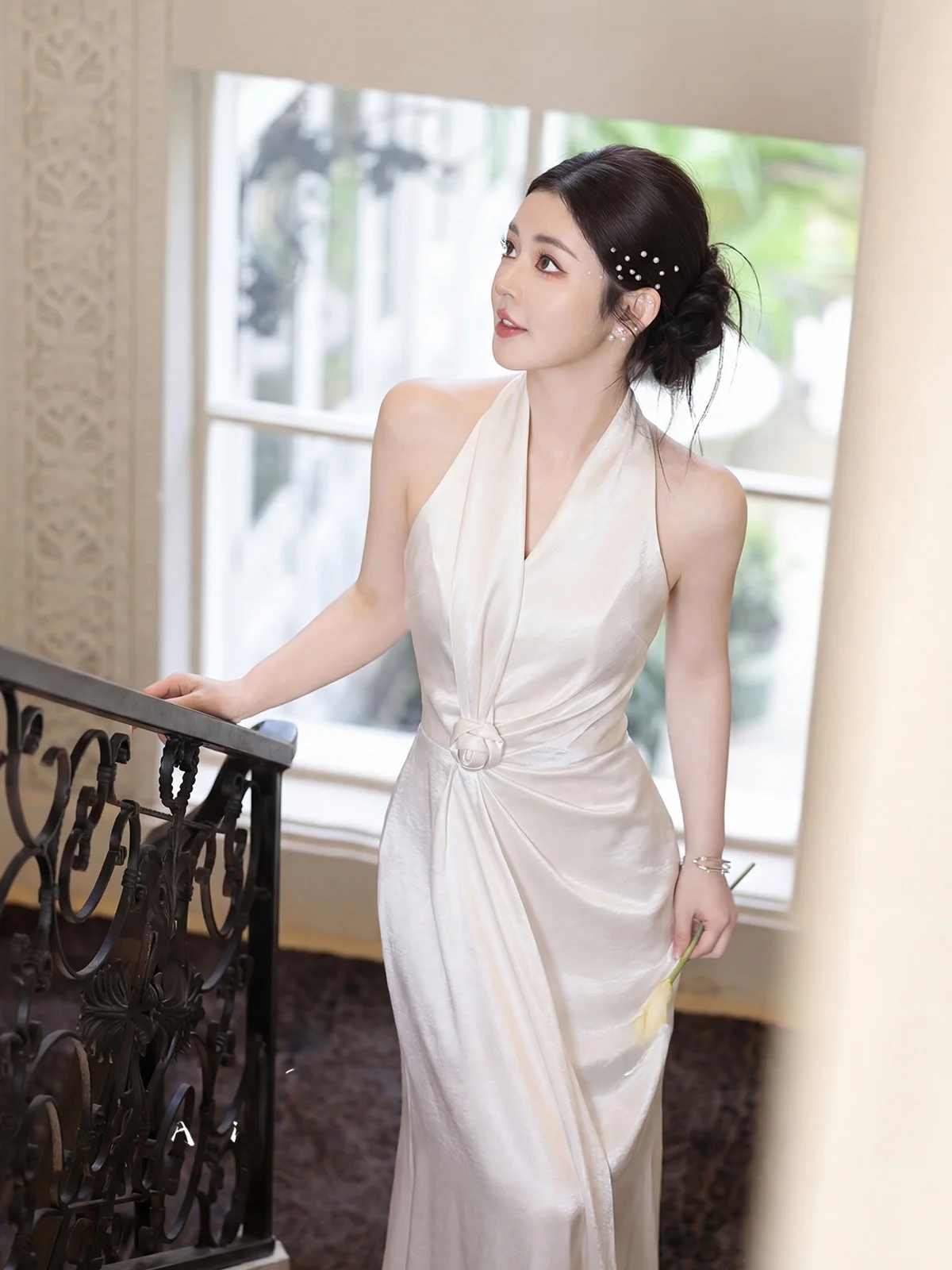 

Ele White Bridal Dr Ain Fuchu Wedding Ceremony Gown oulder Bared Neline Long Floor Length Faionable Faion