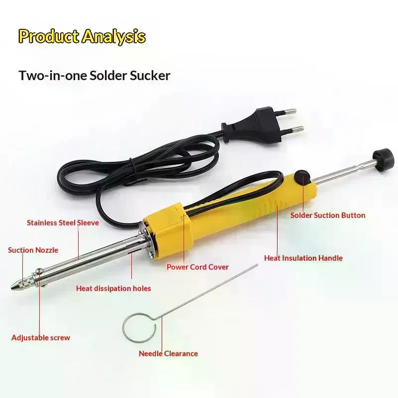 30W Electrothermal Solder Sucker Welding Vacuum Desoldering Pump/Soldering Iron/Removal Solder Iron Pen Welding Repair Tool