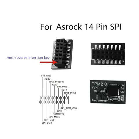 FZFZ TPM 2.0 Encryption Security Module Remote Card 14 Pin SPI TPM2.0 Security Module for Motherboard