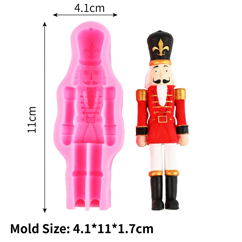 Mini Nutcracker Soldier Fondant Silicone Molds Chocolate Candy Gum Mould Cake Decorating Cupcake Topper Christmas Baking Tool