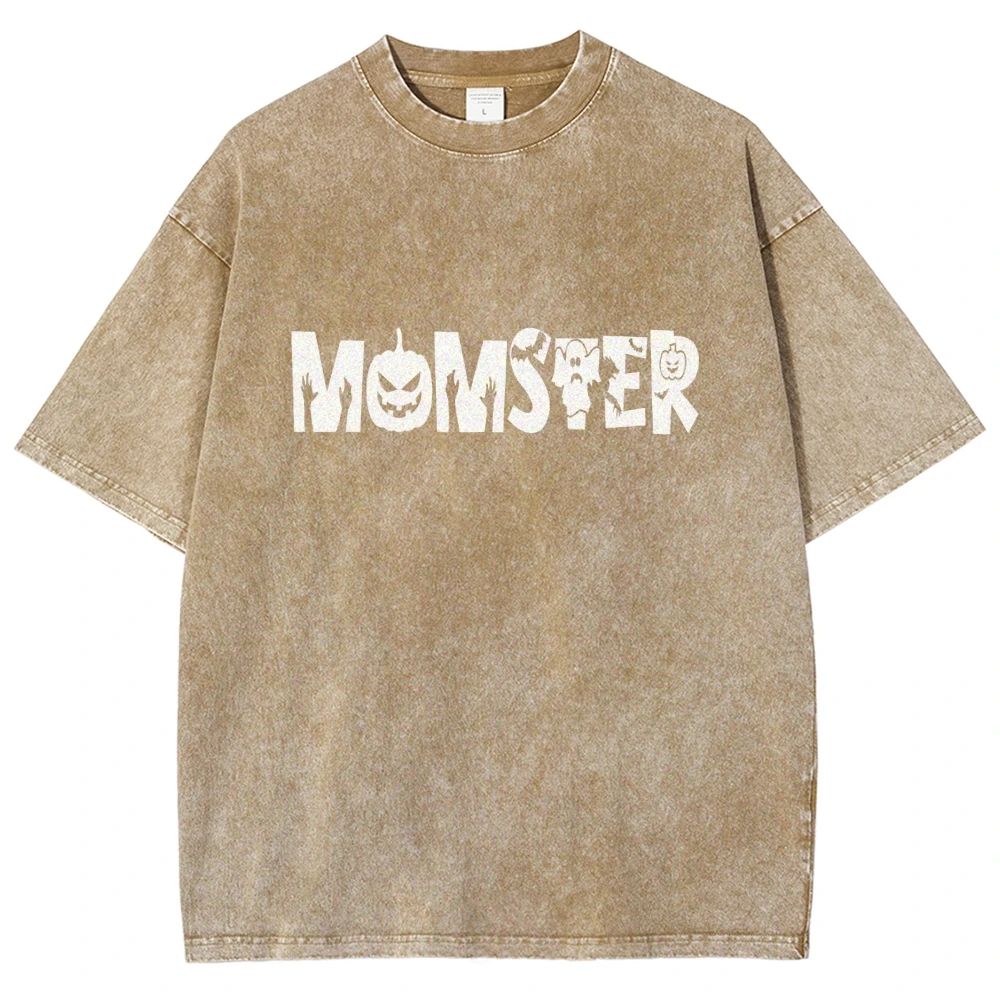 Momster Halloween Mom Unisex T-shirt Cute Halloween Mommy Gift Fall Spooky Season Graphic Tee Trendy Monster Short Sleeve Top