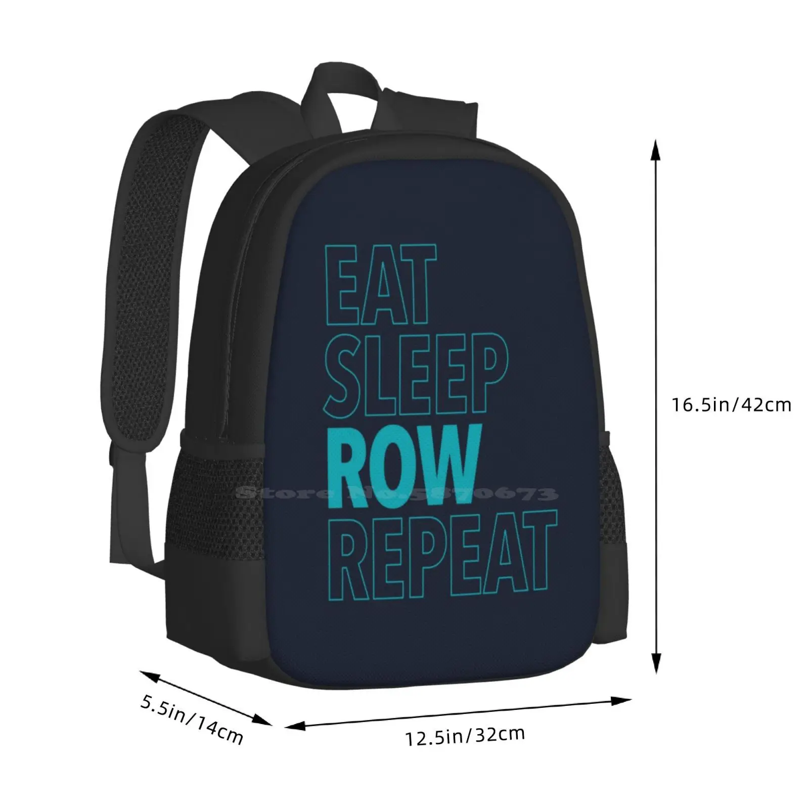 Eat , Sleep , Row , Repeat ( Aqua ) Hot Sale Backpack Fashion Bags Rower Varsity Rowing Collegiate Rowing Sculling Crewing