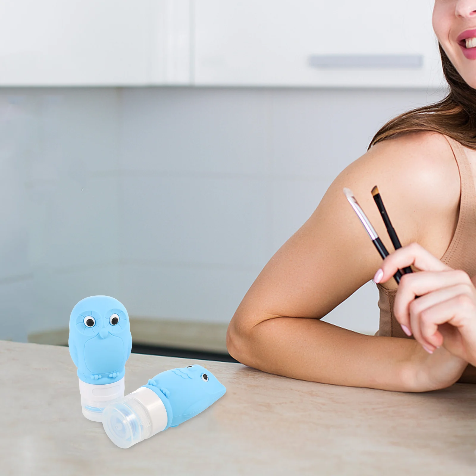 

2pcs Owl Blue Portable Travel Bottle Travel Containers Empty Refillable Storage For Makeup Empty Bottle Silicone Packing