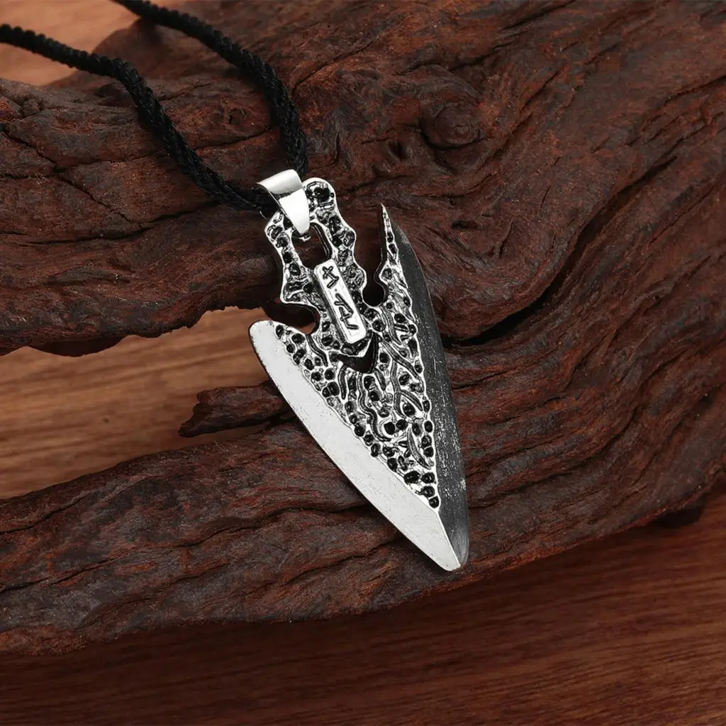 Kinitial April Stainless Steel Hermes Caduceus Charms Indian Arrowhead Dagger Pendant Necklace