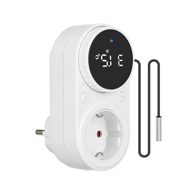 t21c-デジタルサーモスタットスイッチ温度制御ノブタイマーソケット内蔵温度センサー-eu-プラグ付き