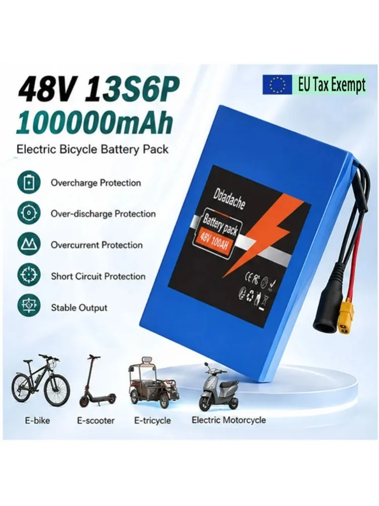 100% Neuer Original 48V 100Ah 13s6p Lithium-Akku 48V 100000mAh 2000W Citycoco Motorroller-Batterien mit integriertem 50A BMS