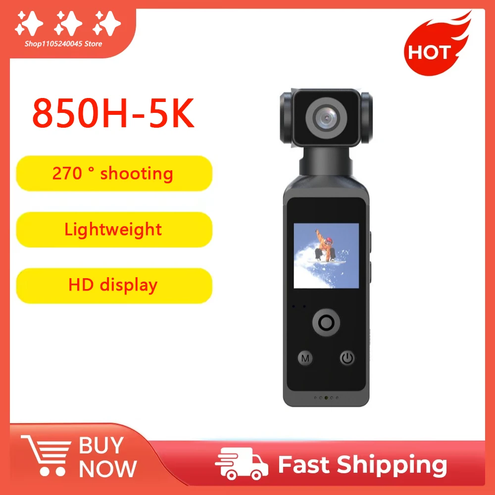 

Pocket 850H 5K HD Action Cameras with 270° Rotatable Lens Image Stabilizer Mini Sports CamHelmet Travel Bicycle Driver Recorder