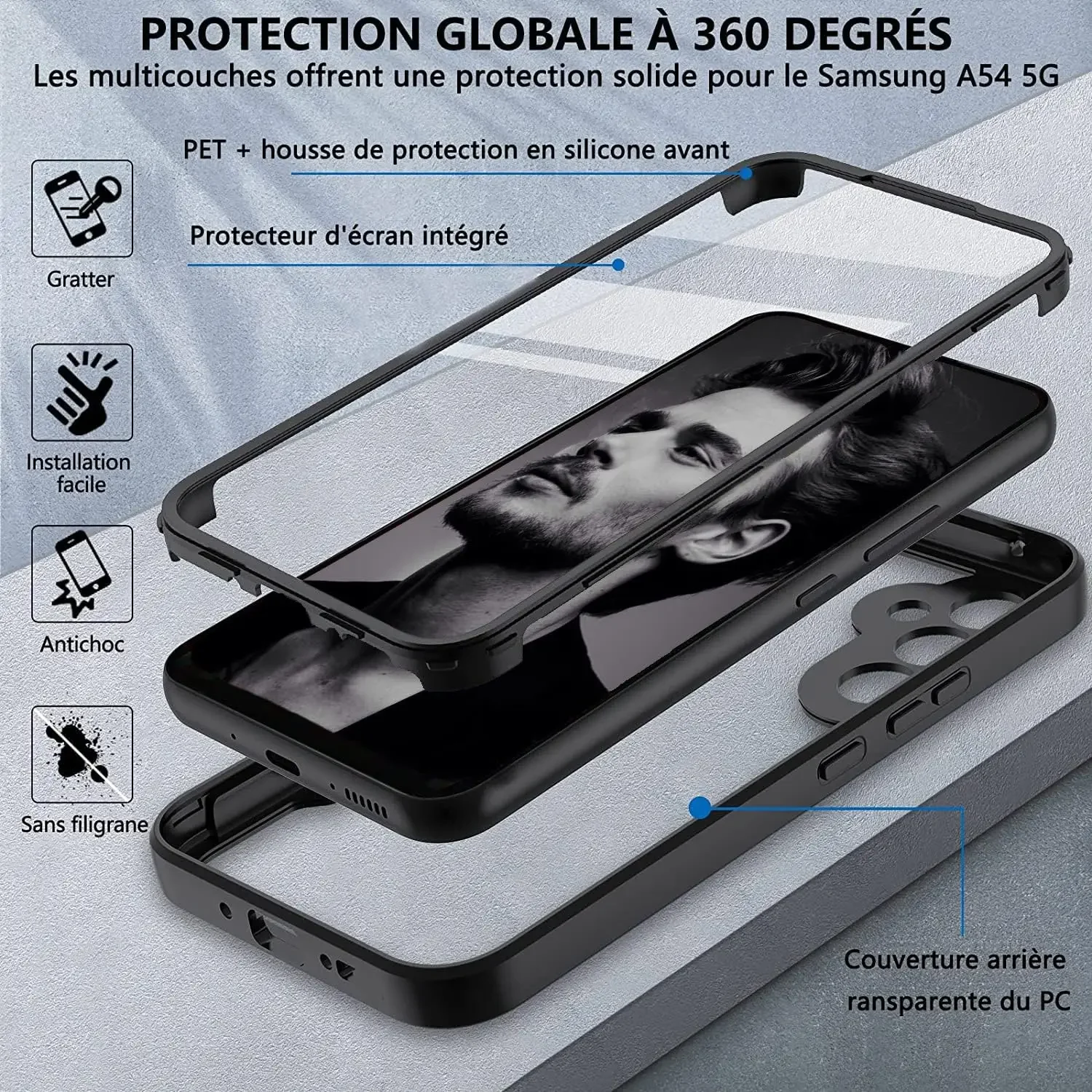 Case For Samsung Galaxy A55 A35 A25 A15 5G A05S A52 A14 A24 A34 A54 A72 A53 A33 5G 360 Degree Full Protect Liquid Silicone Cover