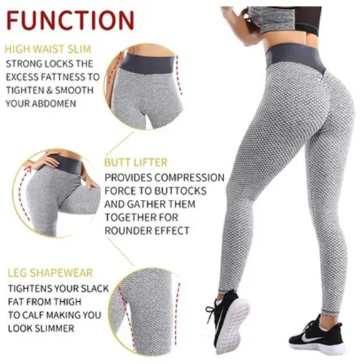 High Waisted Seersucker Yoga Leggings for Women Yoga Pants Sports Leggings Sportswear Stretchy Fitness Gym