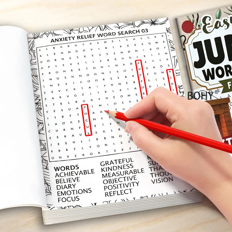 1 Puzzle Word Search Game Book, Featuring Positive Attitude and Self-care Vocabulary, 94 Pages, It Offers Adult Mental Exercise