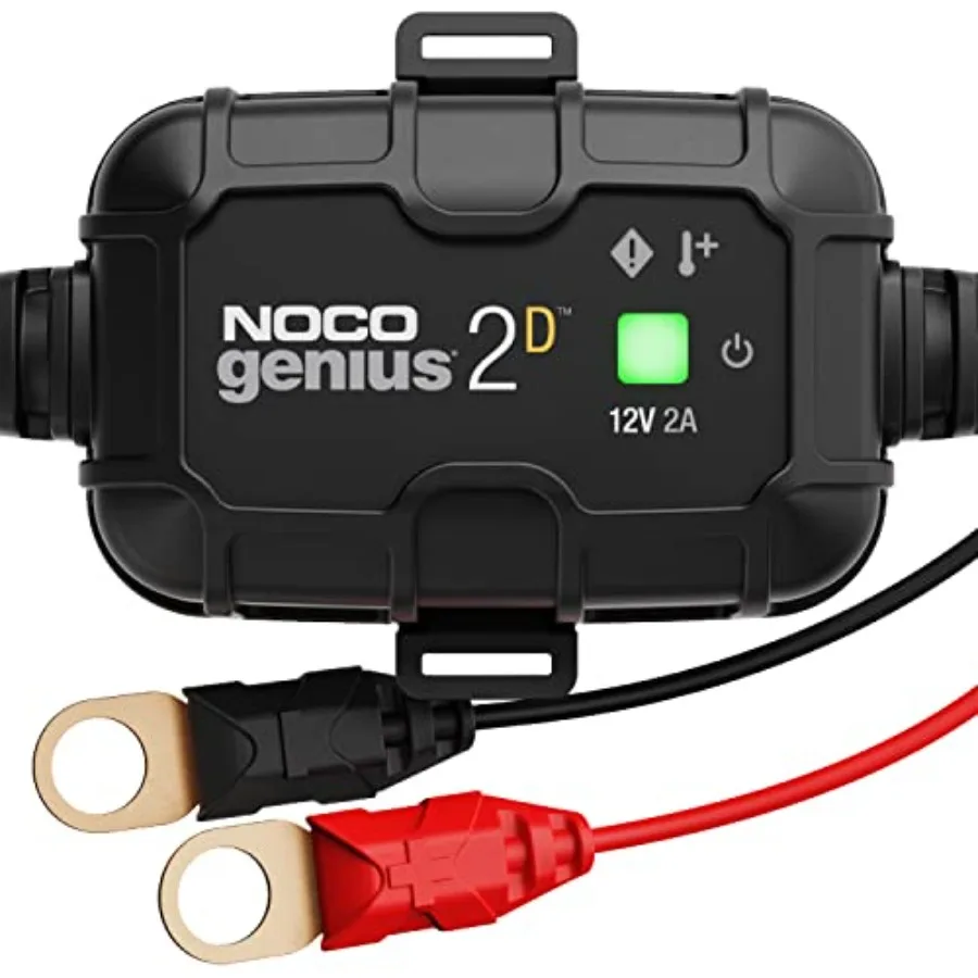 

GENIUS2D: 2A 12V Smart Onboard Battery Charger - Direct-Mount Automatic Maintainer Trickle Charger Desulfator with Overcharge P