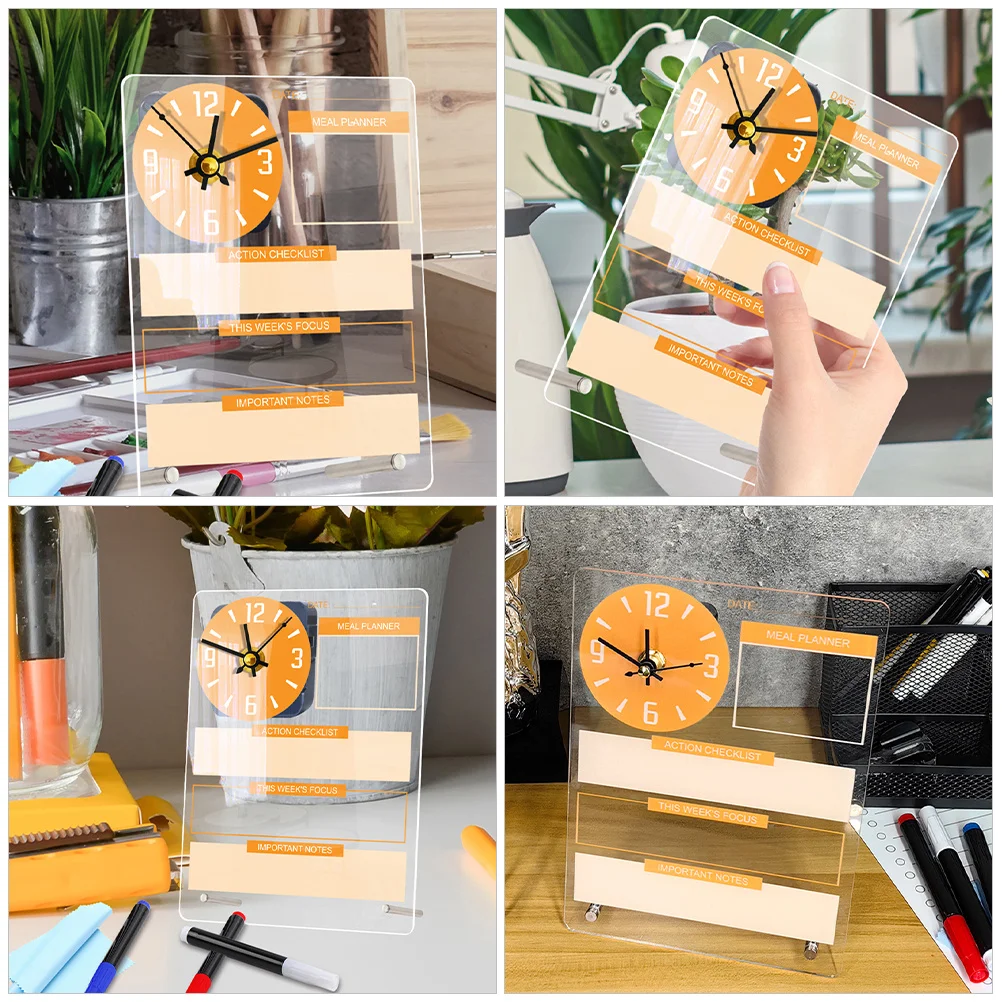 1 مجموعة الاكريليك لوحة التخطيط مكتب مذكرة الجافة محو السبورة الدائمة على مدار الساعة مكتب المنزل منظم سطح المكتب الاكريليك الأبيض مجلس #5