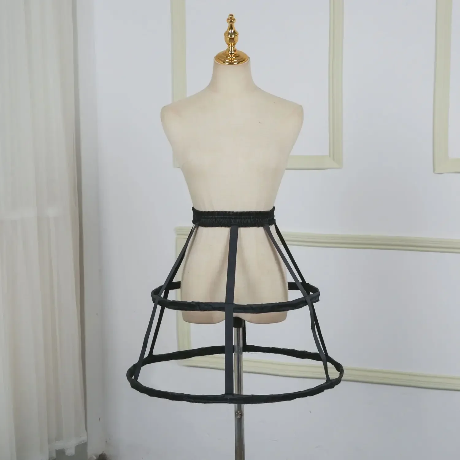 웨딩 소품 Подъюбник Лолита Adjustable Pannier Petticoat White Black 2 Hoop Cage Skirt Wedding Bridal Crinoline