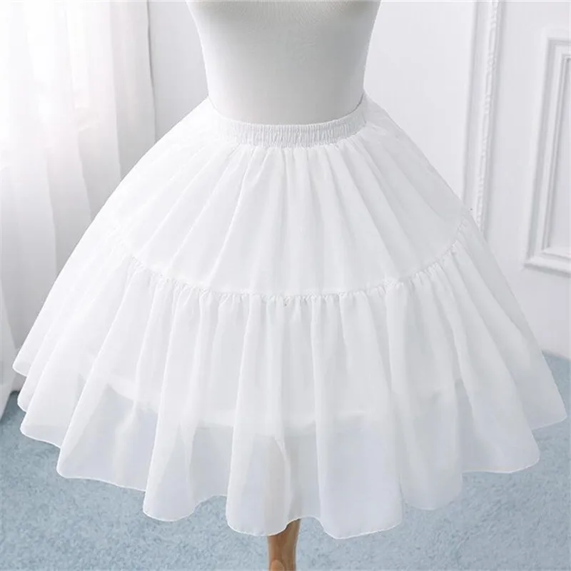 Lolita Adjustable Petticoat Black or White Short Petticoats for Wedding Lolita Cosplay Woman Girl Dress Underskirt