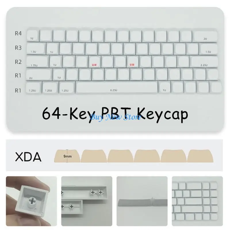 20CE Keycaps branco minimalista 64 KEYS XDA PBT Keycaps para teclado mechinearia XD64