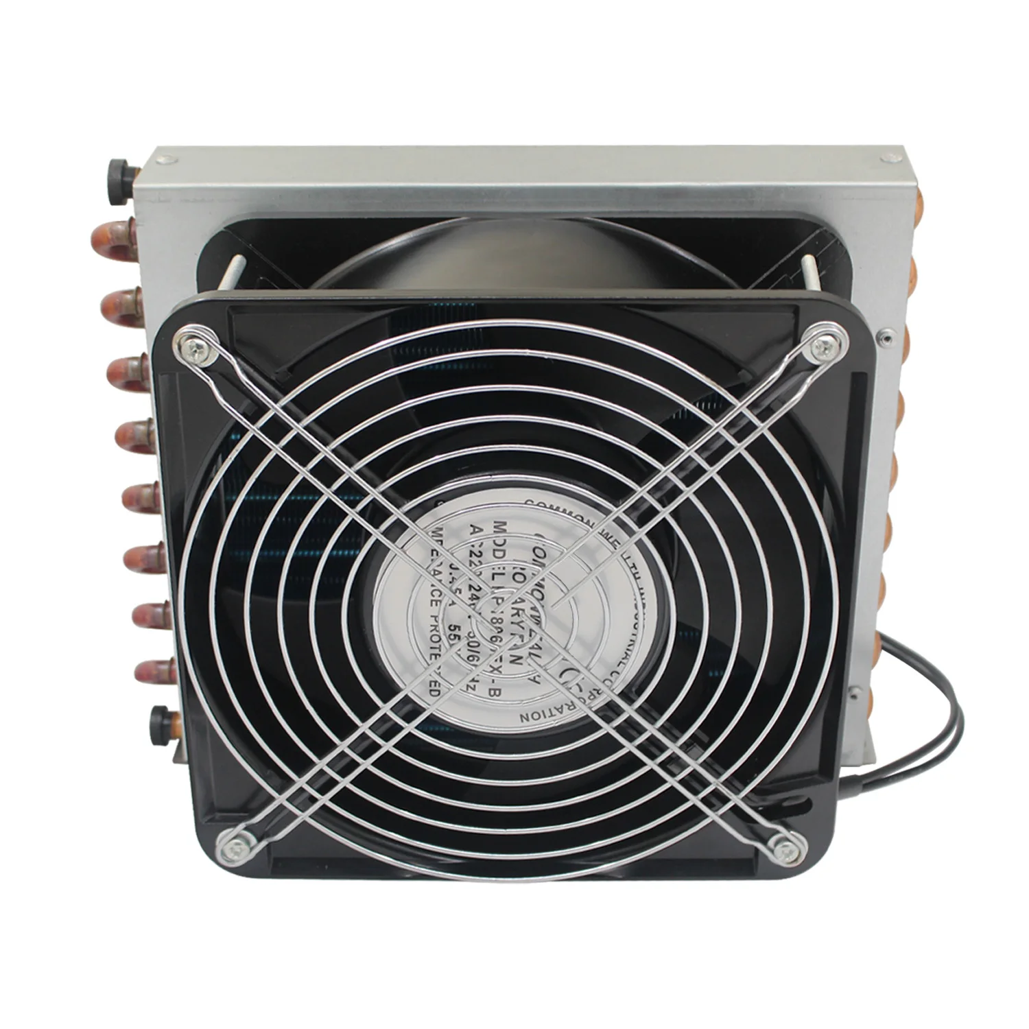 Small shell condenser radiator refrigerator  water-cooled aluminum fin and copper tube heat exchanger with fan173*132*38MM+120MM