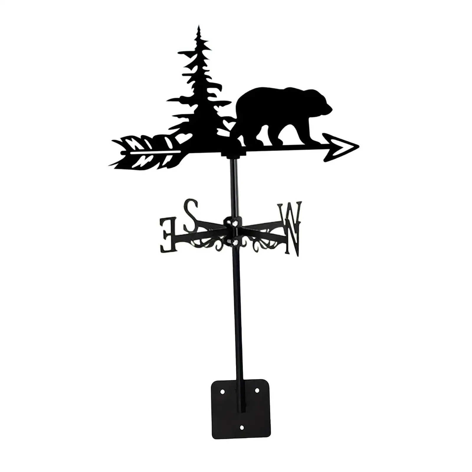 Metal Polar Bear Weathervane Large Iron Wind Vane Garden Roof Outdoor Wind Marker for Barn Coop Farmhouse Fence Cupola