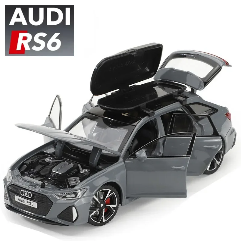 

1/32 Audi RS6 Toy Car Model with Sound Light Doors Opened Alloy Diecast Model Vehicle Collection Toy for Boy Adult Festival Gift