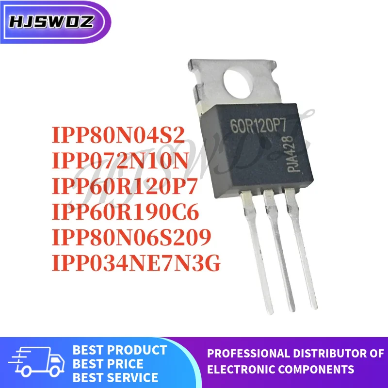 10PCS IPP80N04S2 IPP072N10N IPP034NE7N3G IPP80N06S209 IPP60R190C6 IPP60R120P7 TO-220 New