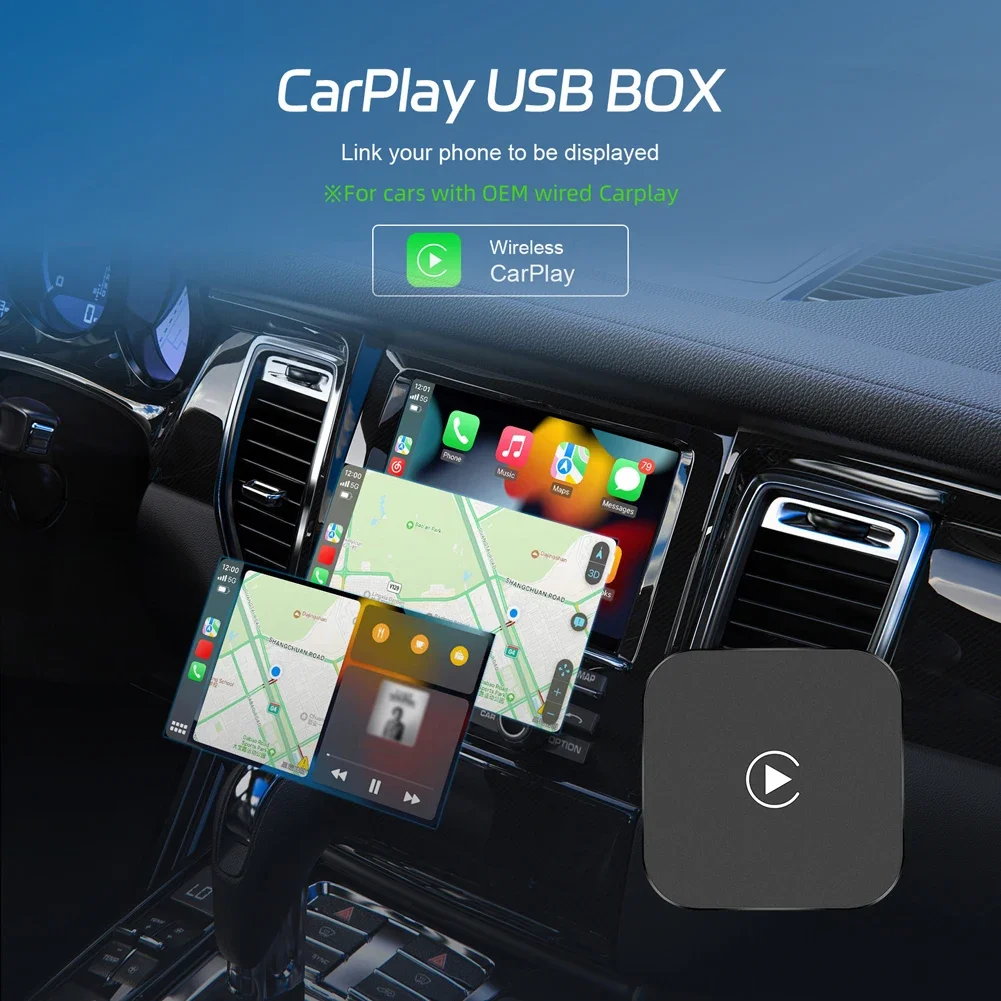 

Wireless Ai CarPlay Adapter Box with Voice Assistant Car Navigation Android Auto Converter Bluetooth Wifi Wireless AI Smart Box