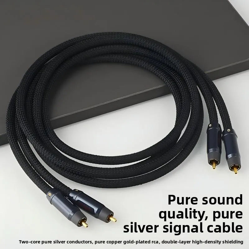 

Кабель RCA Dual Lotus Head для передачи сигнала, высококачественный, с чистым серебром, 2-в-2, для усилителя, CD, аудиокабель