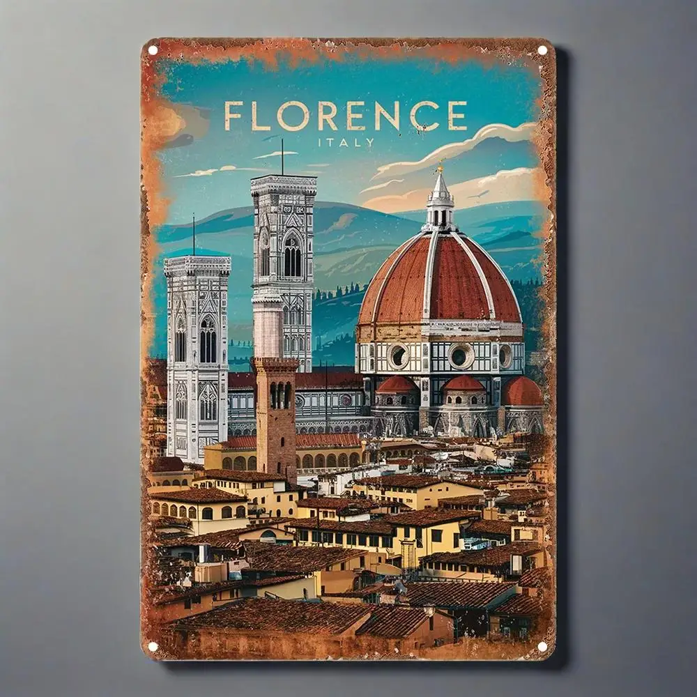 Florence Italy Tin Sign - Aluminum Wall Decor For Restaurants, Bars & Cafes - Indoor/Outdoor Art For Home & Gif