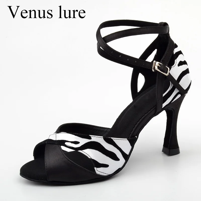 Sandal hak tinggi gambar Zebra hak kustom umpan Venus kustom untuk menari 10CM