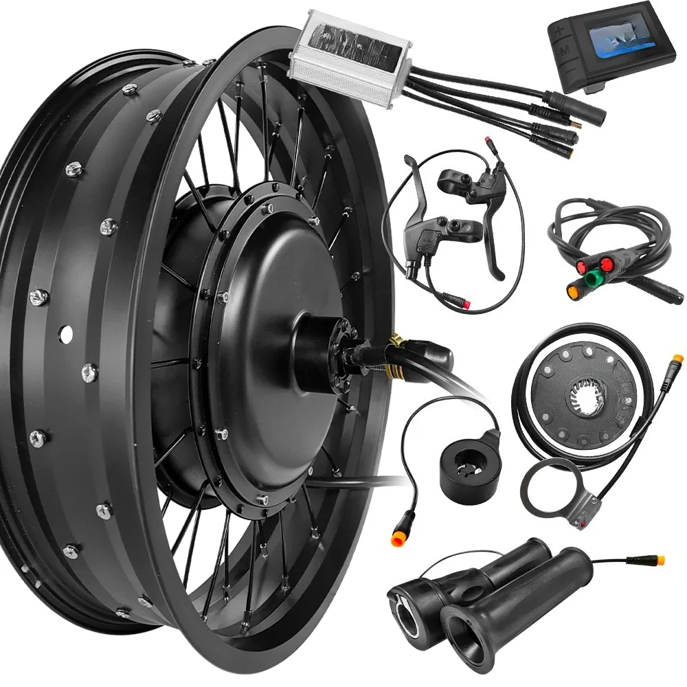 

48V 3000 Watt In-Wheel Motor Wheels 20 29 700C Fat Tire Rear Wheel Kit, 100A Controller with Bike LCD