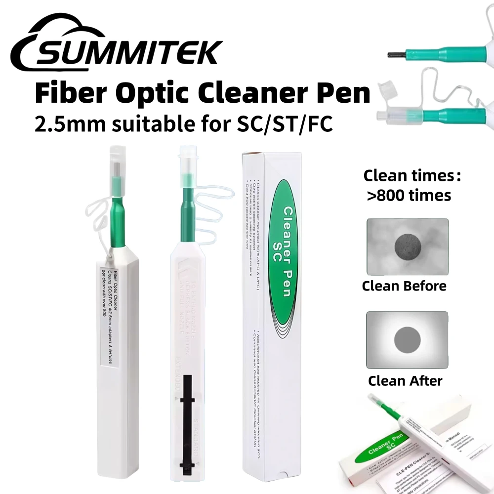 SUMMITEK FTTH Optical Fiber Cleaning Pen Tool 2.5mm SC FC ST LC Connector Adapter Optical Smart Cleaner Pen