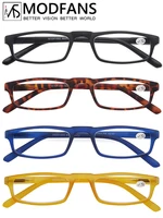 MODFANS Gafas de lectura - 4 pares de lectores de moda Bisagra de resorte de marco estrecho para hombres y mujeres