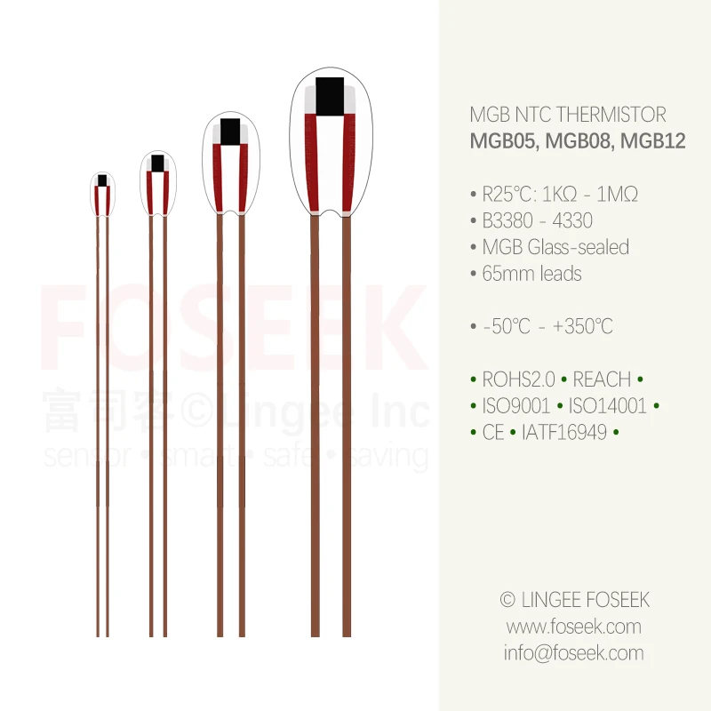

Lingee MGB12 1,25 мм, точность 1% стеклянный герметичный термисторный датчик температуры NTC