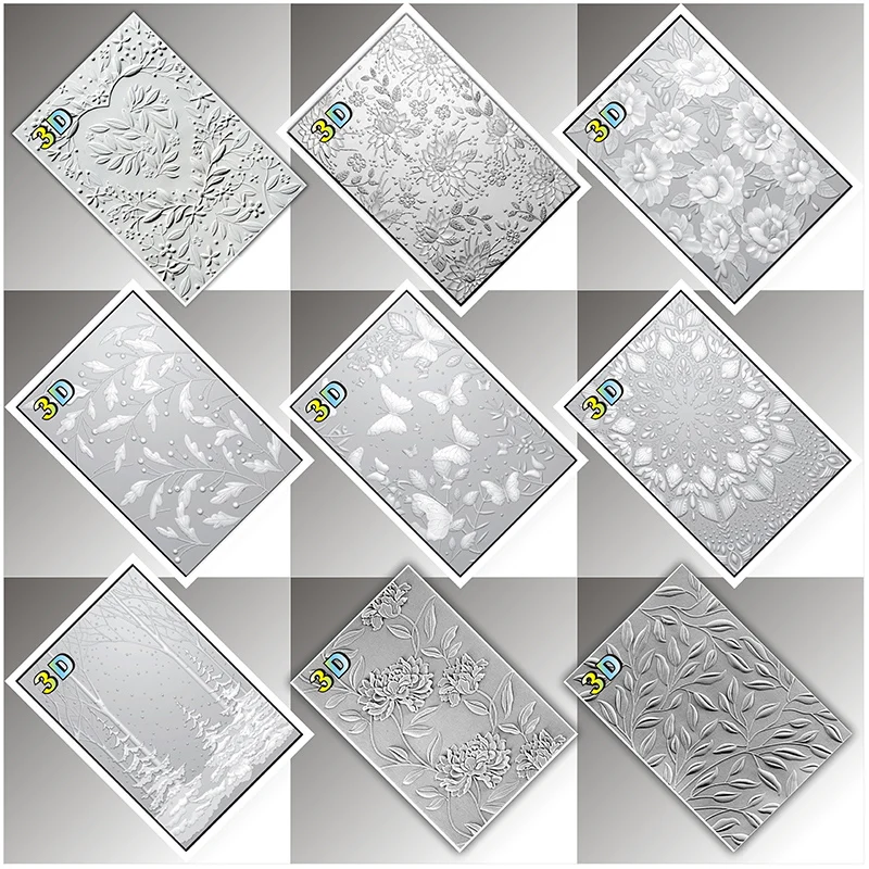 3d Embossed Folders Such As New Heart-shaped Flower Bouquet, Chrysanthemum Field, Blooming, Enhui Leaves, Judie, Stunning Mandal