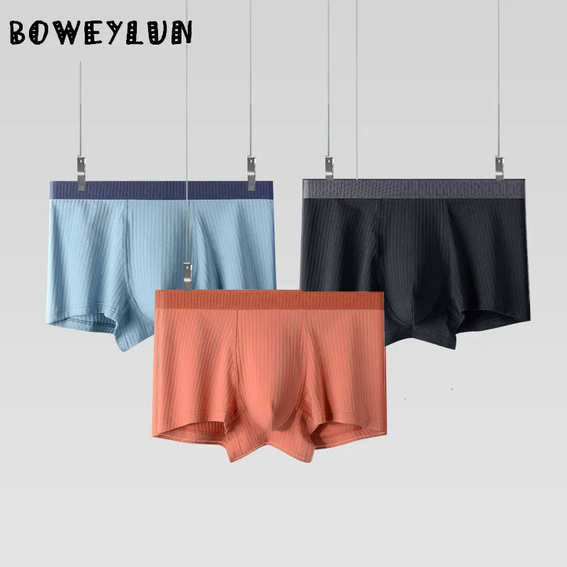 

BOWEYLUN мужское хлопковое однотонное нижнее белье, удобные и дышащие трусы-боксеры со средней талией для мужчин
