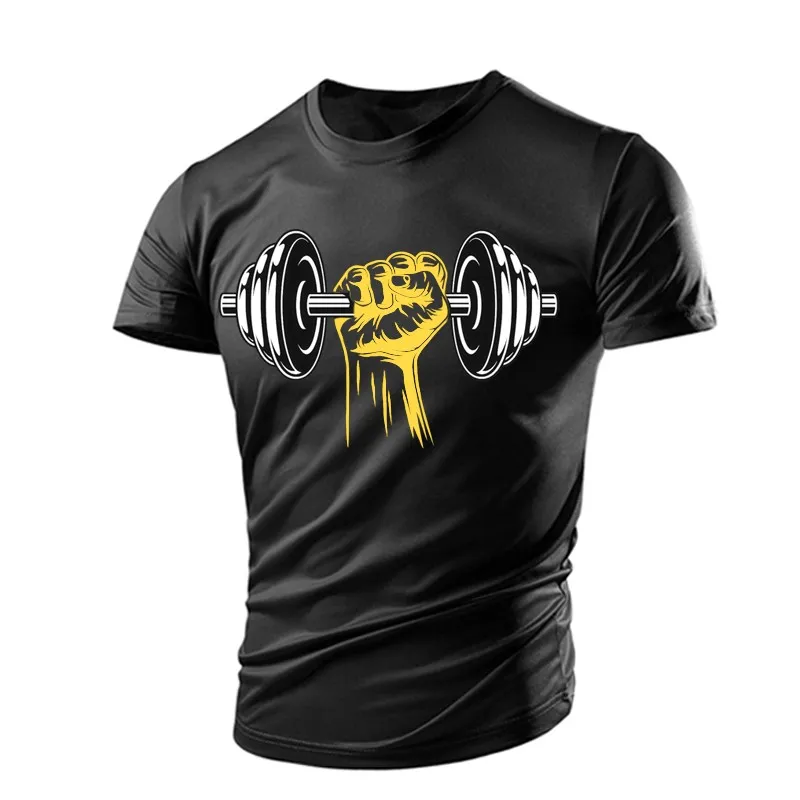 

Summer Fitness Lover T-Shirt 3D Print Dumbells Graphic Men's Short Sleeve Tees Outdoor Sports Gym Training Casual Round Neck Top